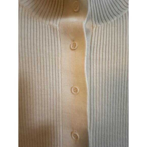 Thakoon‎ Merino Wool Ivory Button Up Turtleneck Cardigan Sz S Minimalist Preppy - Picture 7 of 16